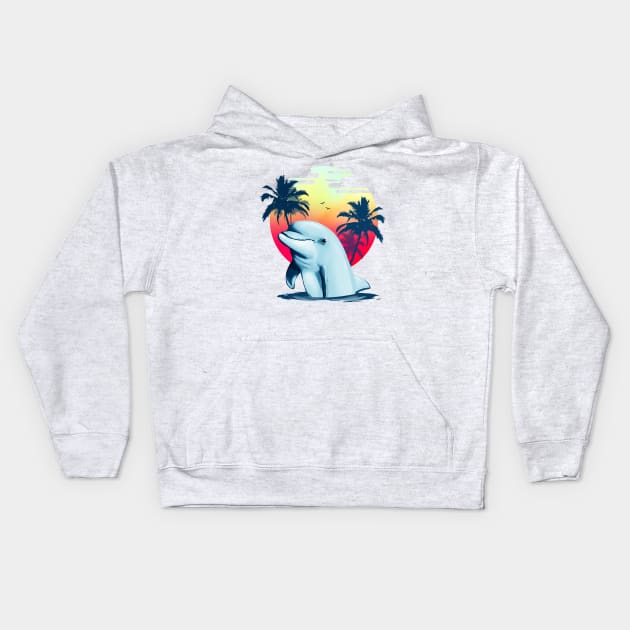 Dolphin Bay Kids Hoodie by clingcling